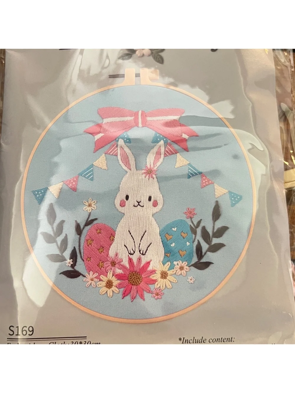 Hand Embroidery Kit with Bunny and Easter Eggs Design